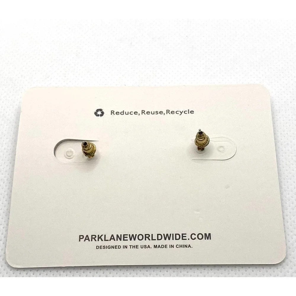 Park Lane Hailee Earrings White Iridescent Druzy Inspired Gold Finish